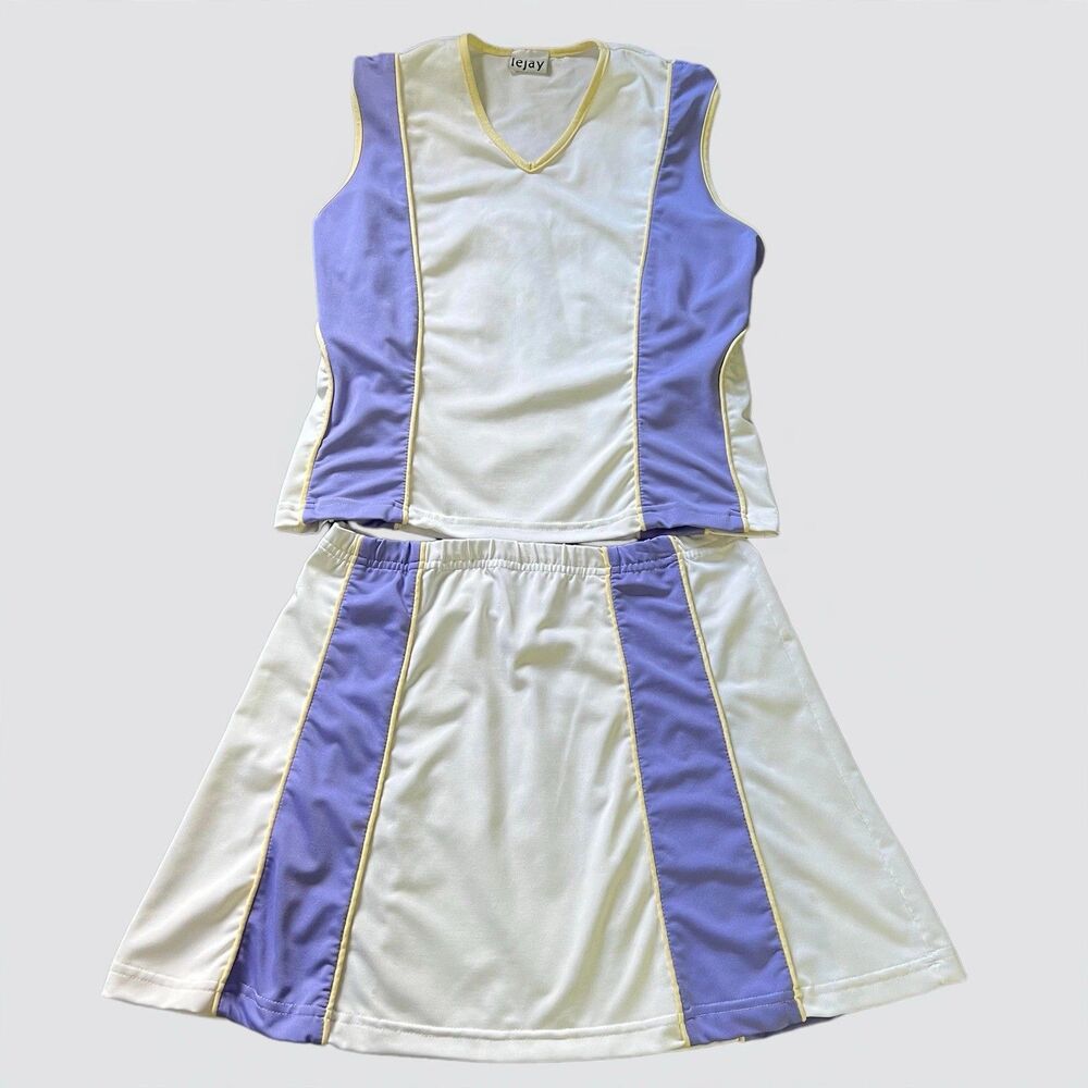 Vintage Lejay 2-Piece Purple White Colorblock Y2K Tank & Skirt Athletic Set M